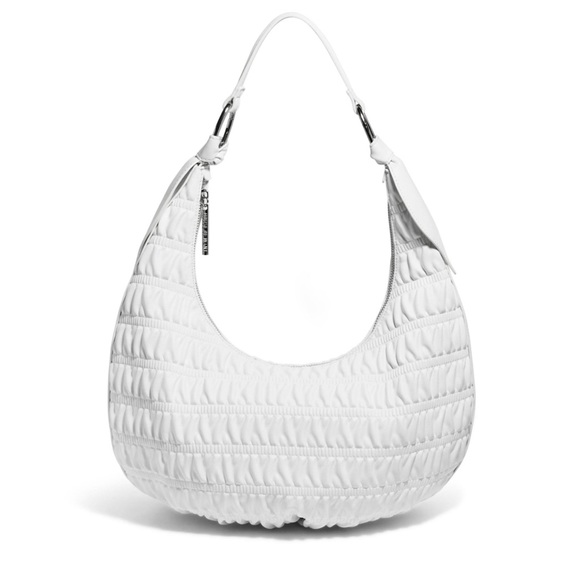 HOUSE OF WANT | HOW We Saunter White Shirring Luxury Vegan Leather Bag NWT - Picture 1 of 13